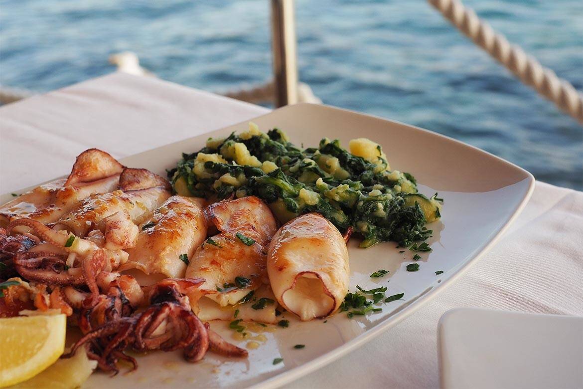 A plate with seafood, Croatian traditional food